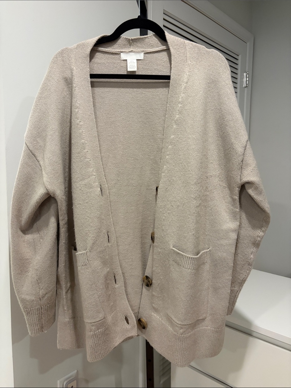 H&M Light Beige Oversized Drop Shoulder Cardigan